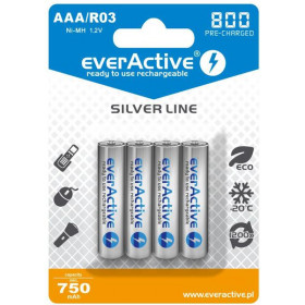 Akumulatorki AAA / R03 everActive Ni-MH Ni-MH 800 mAh ready to use "Silver line" (box 4szt)