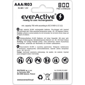 Akumulatorki AAA / R03 everActive Ni-MH Ni-MH 800 mAh ready to use "Silver line" (box 4szt)