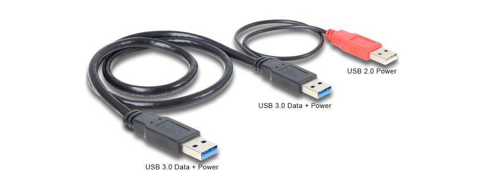 KABEL USB-A(M)+POWER USB-A(M)- USB-A(M) 3.0 0.6M CZARNY