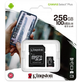 Karta pamięci Kingston Canvas Select Plus 256GB 100MB microSDXC CL10 UHS-I Card + SD Adapter