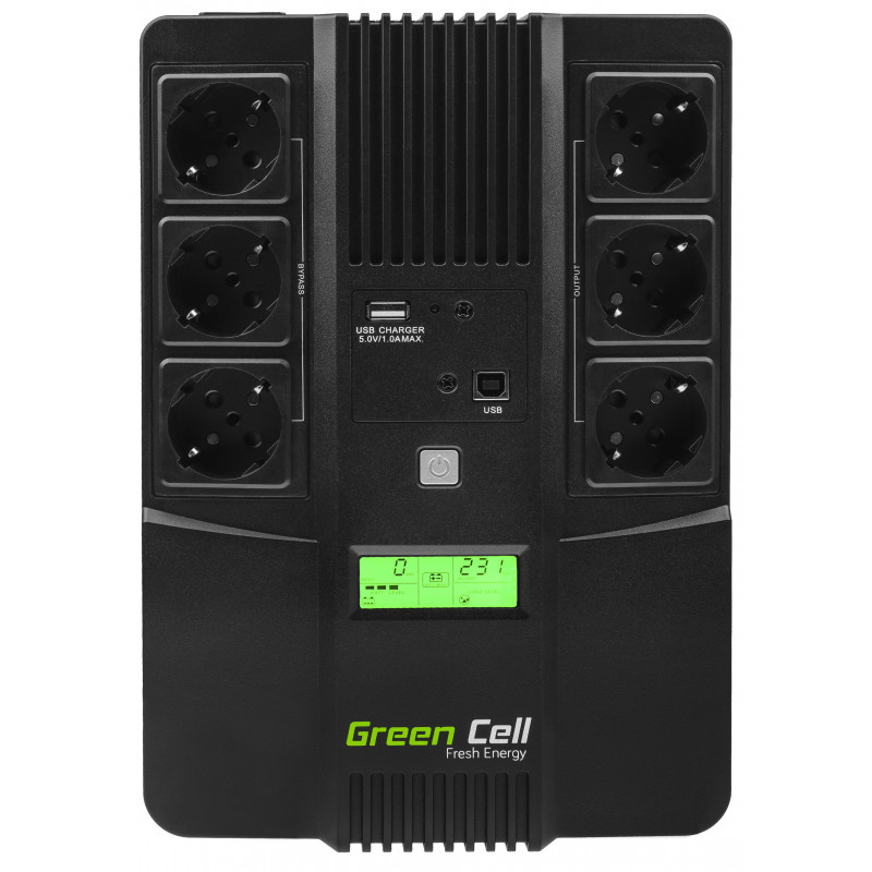 Zasilacz awaryjny UPS Green Cell AiO z wyświetlaczem LCD 800VA 480W GREEN CELL UPS07