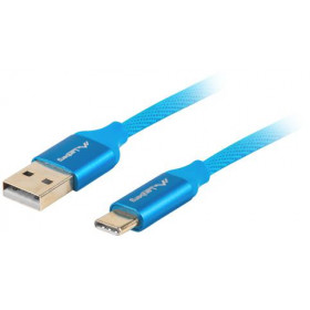 KABEL USB-C(M)- USB-A(M) 2.0 1M NIEBIESKI PREMIUM QC 3.0