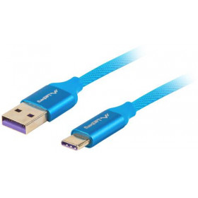 KABEL USB-C(M)- USB-A(M) 2.0 0.5M NIEBIESKI PREMIUM 5A